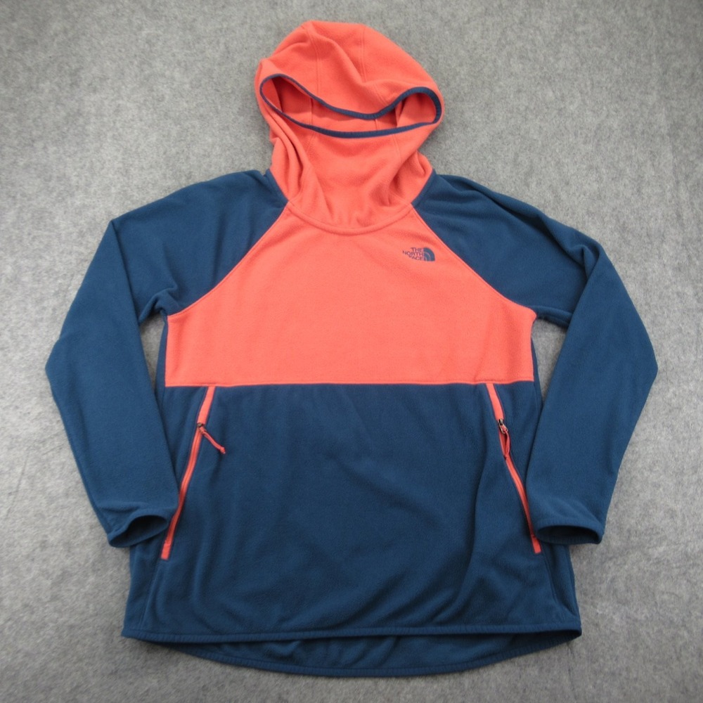 The North Face Women's Pullover Sweater M Blue Orange Fleece Hoodie